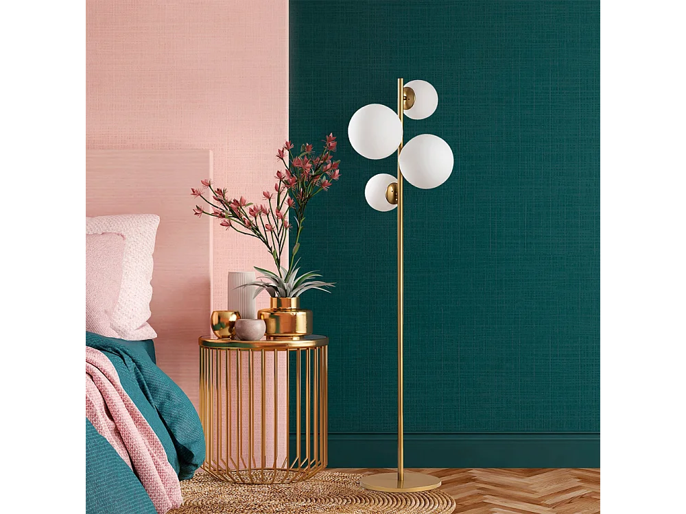 Vintage Gouden Vloerlamp met 4 Elegante Lampen voor Slaapkamer Woonkamer Kantoor