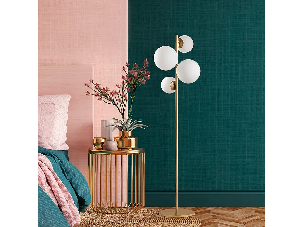Candeeiro de Pé Vintage Dourado com 4 Elegantes Lâmpadas para Quarto Sala Escritório