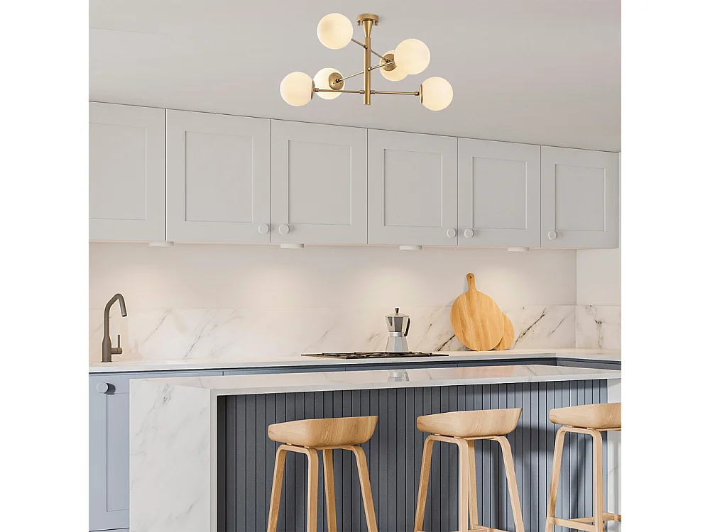 Lámpara de techo vintage dorada ÉLÉONORE - 6 luces para una iluminación brillante y un ambiente cálido