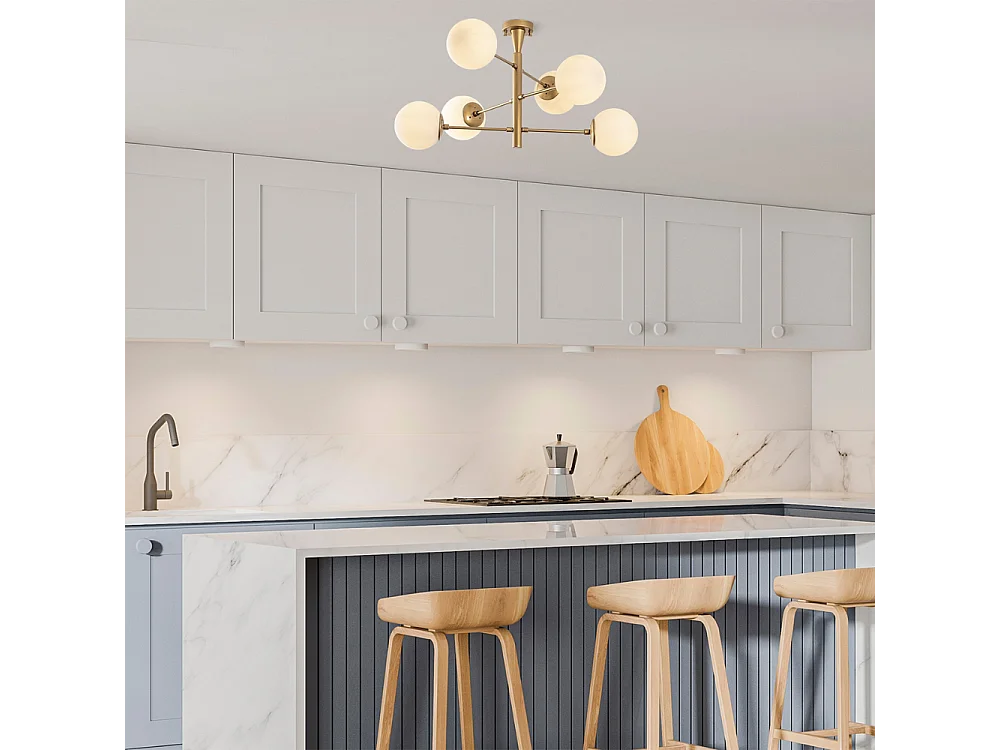 Lampadario vintage dorato ÉLÉONORE - 6 luci per una luce brillante e un'atmosfera accogliente