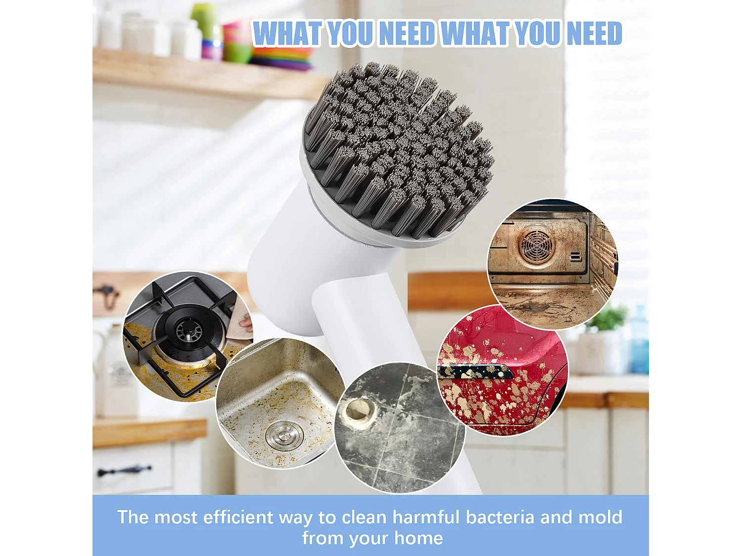 Tragbare elektrische Reinigungsbürste, austauschbare Bürste, zum Reinigen von Fliesen