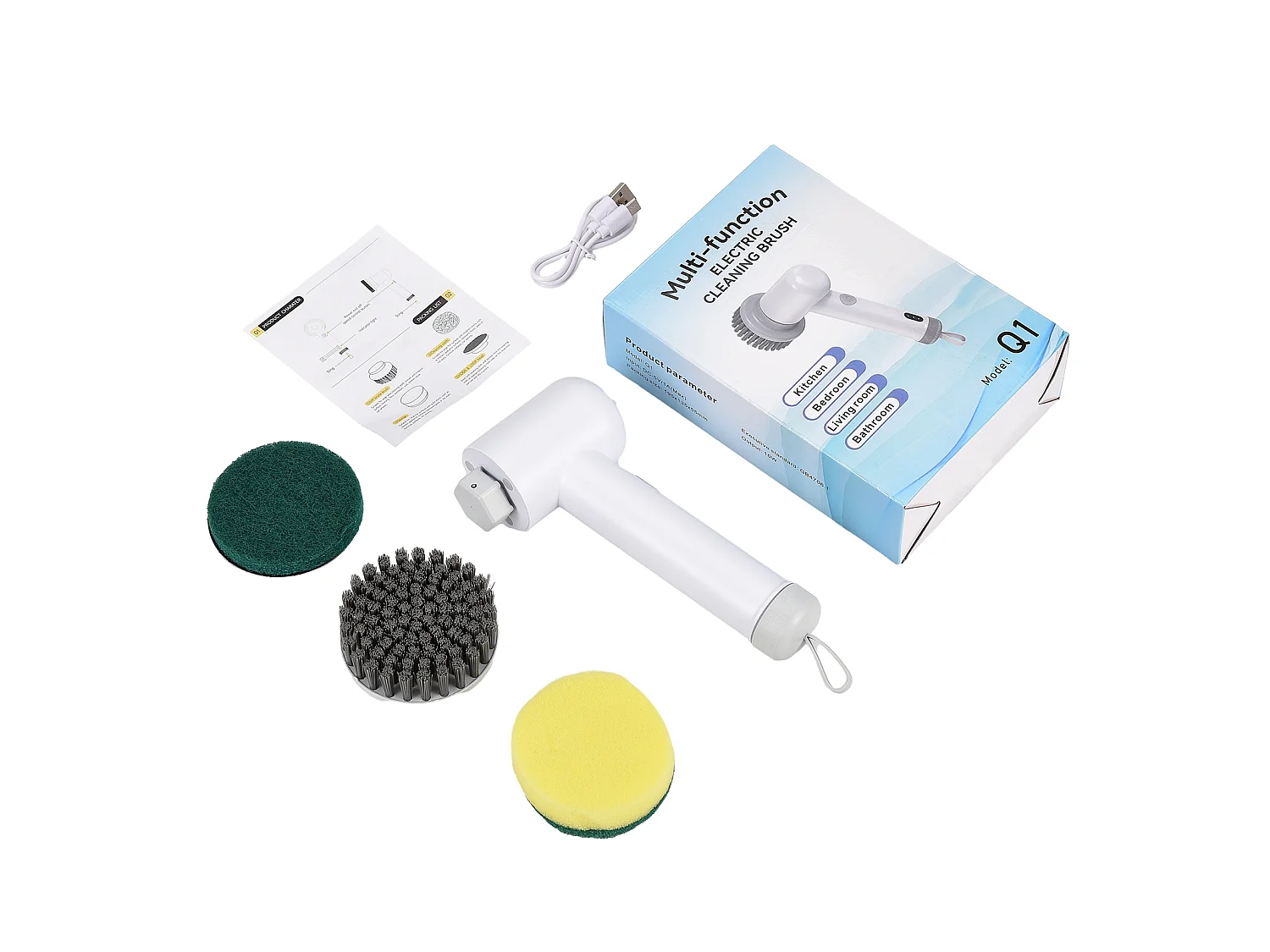 Tragbare elektrische Reinigungsbürste, austauschbare Bürste, zum Reinigen von Fliesen