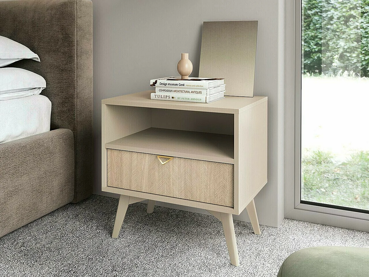 Mesa de Cabeceira AMBIHOME CHO - Bege, C54xP38xA54cm