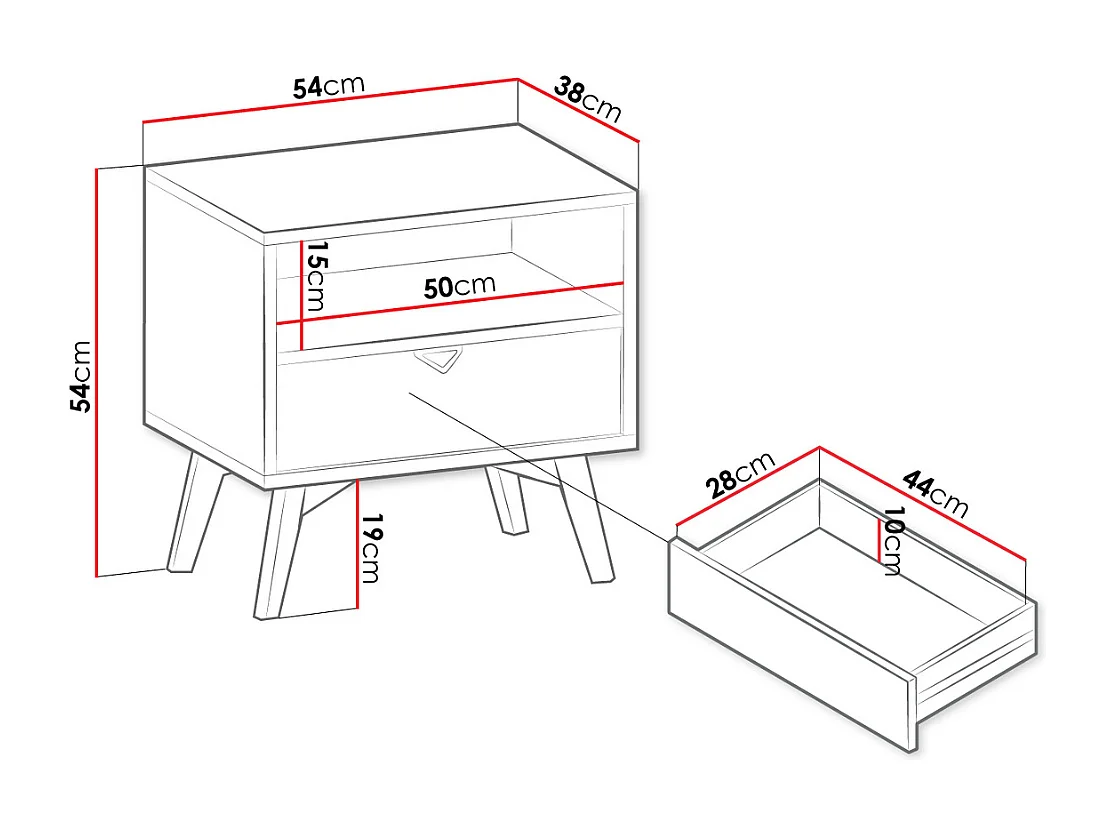 Mesa de Cabeceira AMBIHOME CHO - Bege, C54xP38xA54cm
