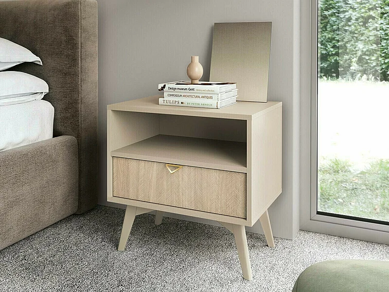 Mesa de Cabeceira AMBIHOME CHO - Bege, C54xP38xA54cm