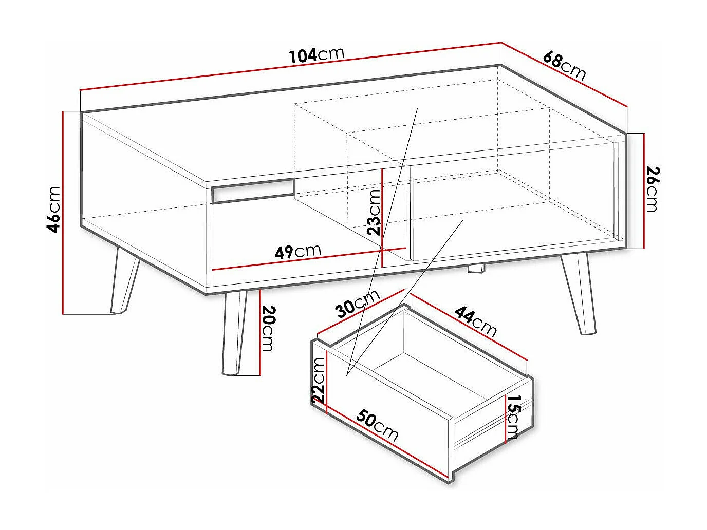 Mesa de Centro AMBIHOME DAMA 154P39x56cm