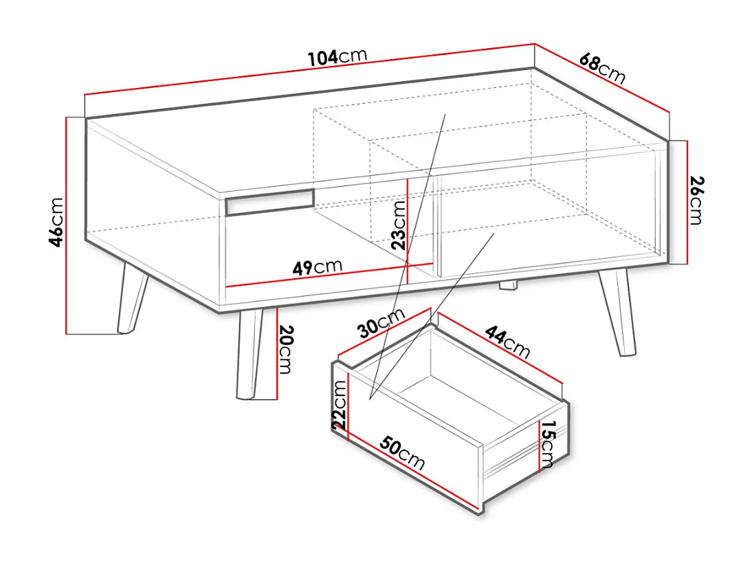 Mesa de Centro AMBIHOME DAMA 154P39x56cm