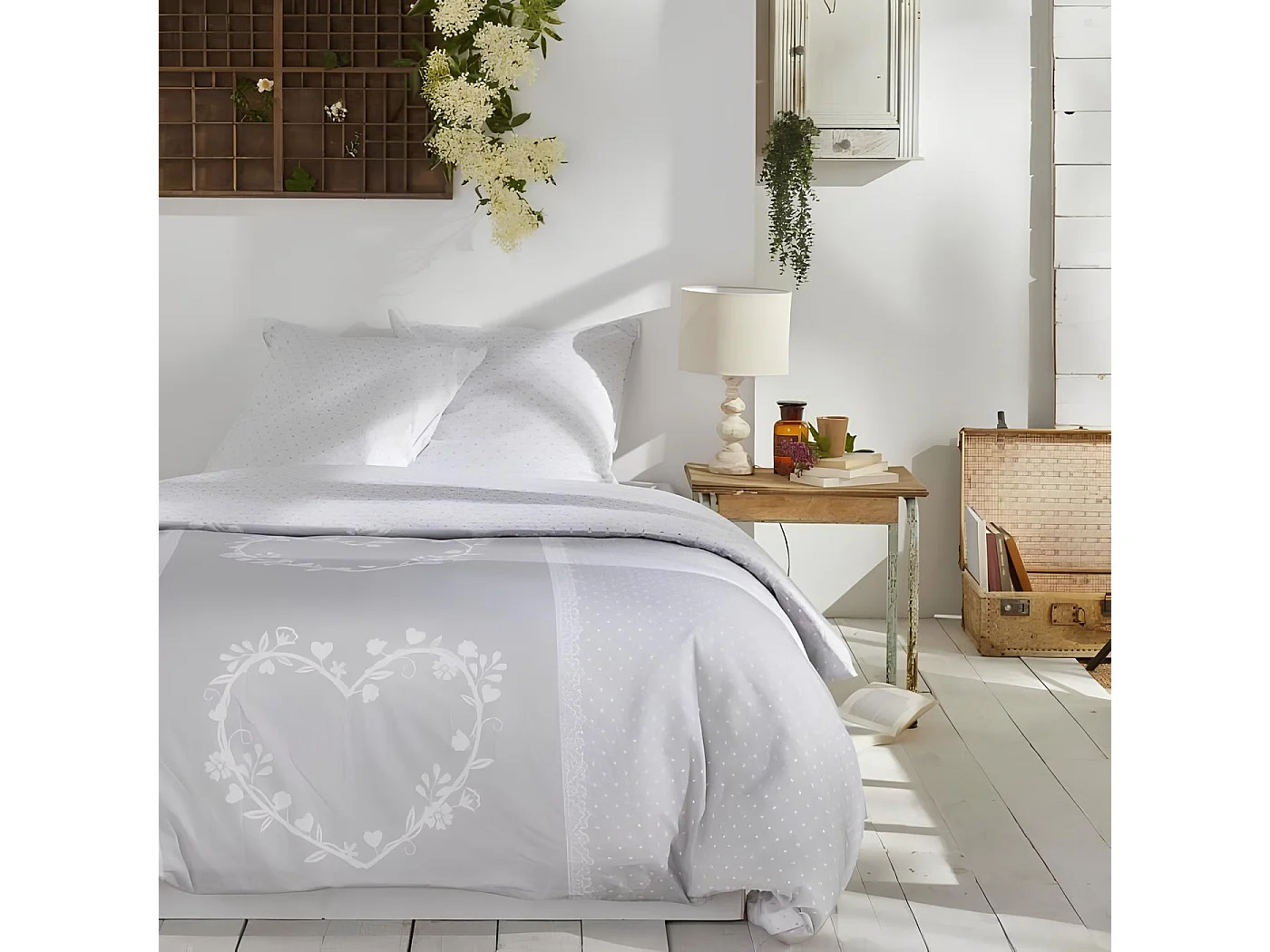 Housse de couette imprimée + 2 quadrants assortis, 100% coton. M/HeartAcero.01 220x240cm