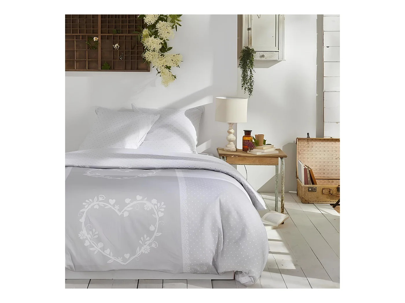 Housse de couette imprimée + 2 quadrants assortis, 100% coton. M/HeartAcero.01 220x240cm