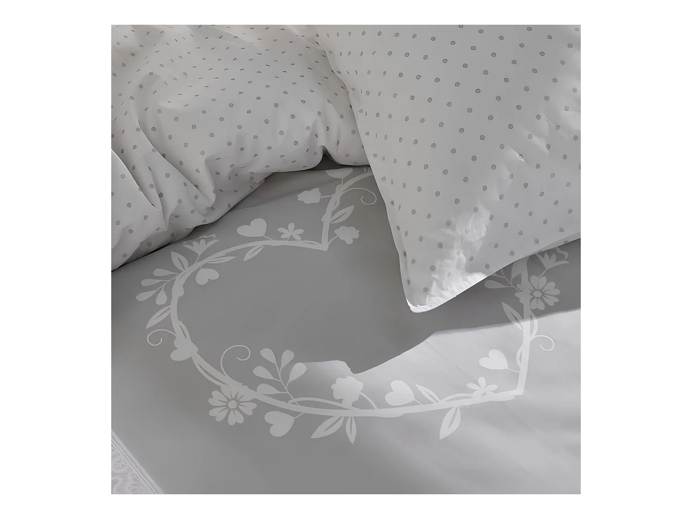 Housse de couette imprimée + 2 quadrants assortis, 100% coton. M/HeartAcero.01 220x240cm