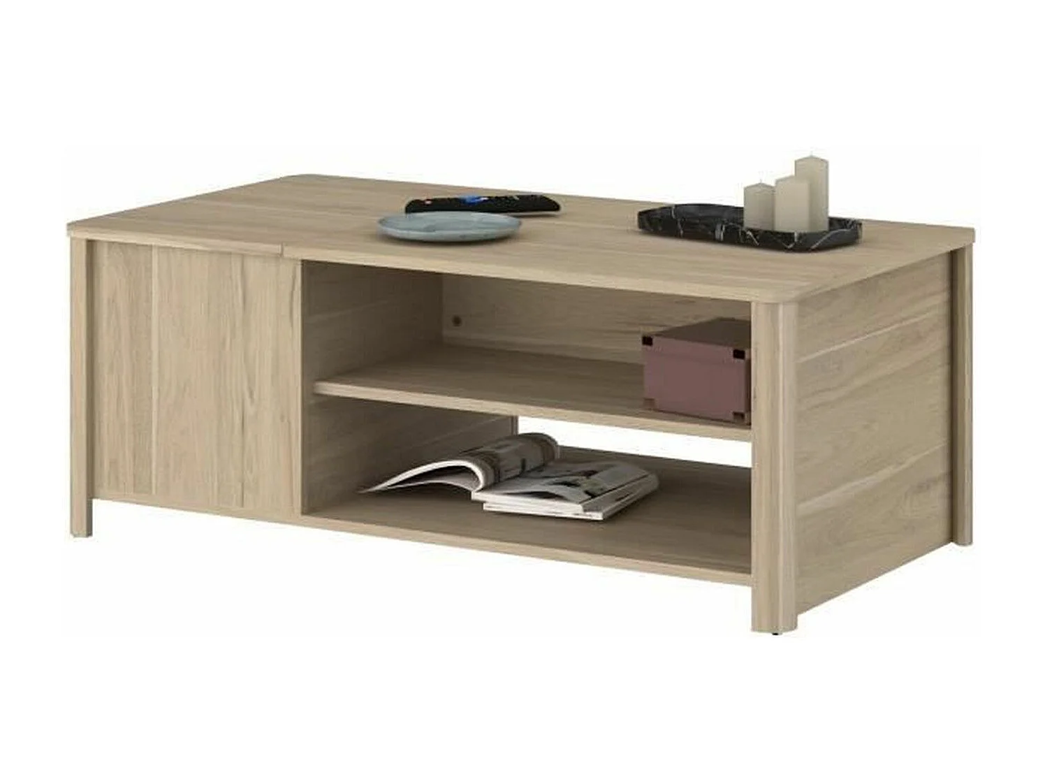 Mesa de centro rectangular BETTY - Tablero de partículas recubierto de papel - roble - Clásico - 110 x 42 x 60 cm