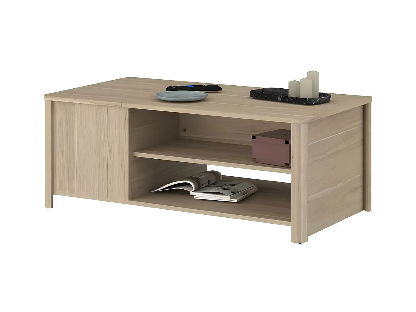 Tavolino rettangolare BETTY Pannello truciolare rivestito di carta rovere Classico 110 x 42 x 60 cm