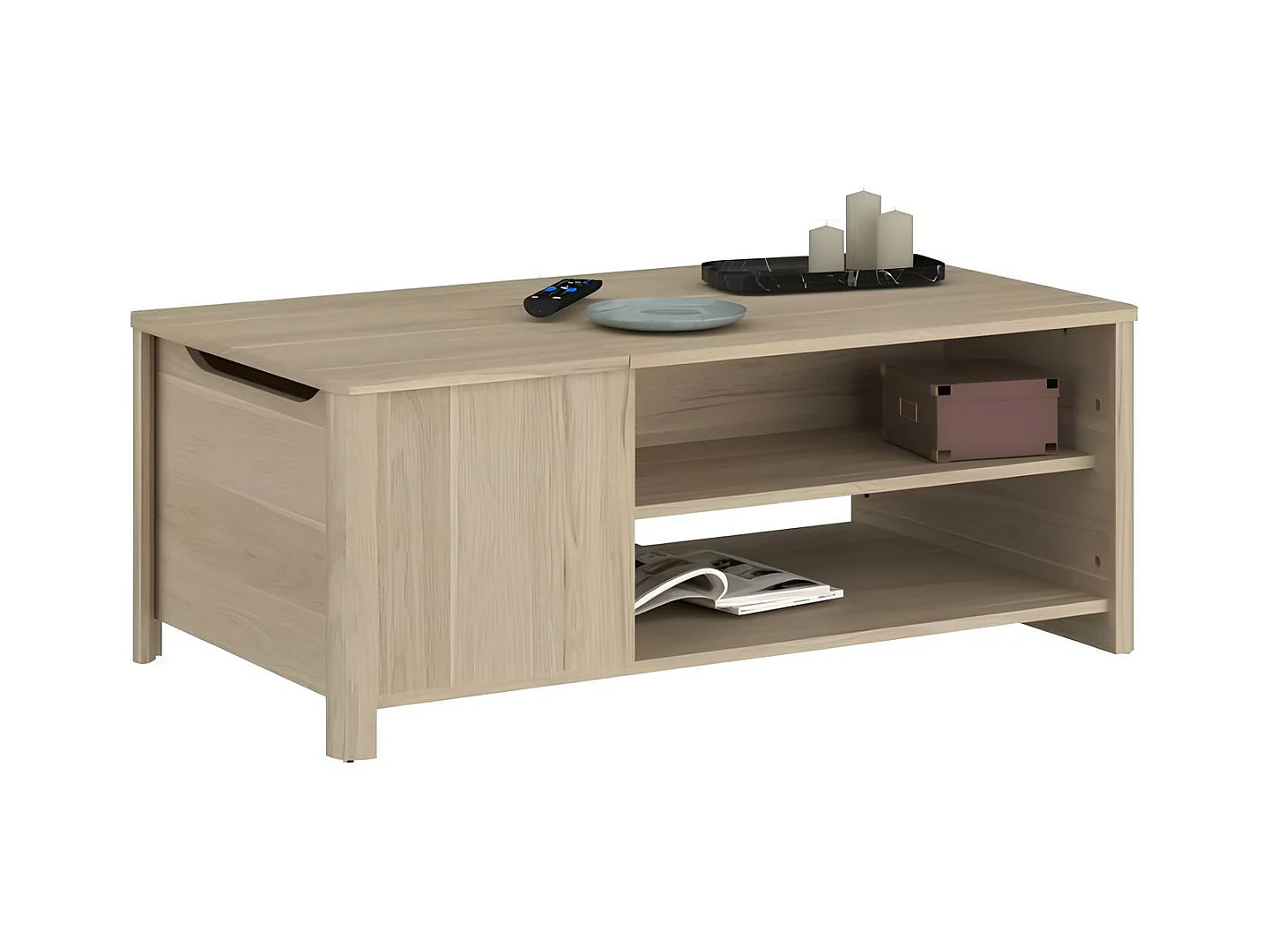 Rechteckiger Couchtisch BETTY Papierbeschichtete Spanplatte Eiche Klassisch 110 x 42 x 60 cm