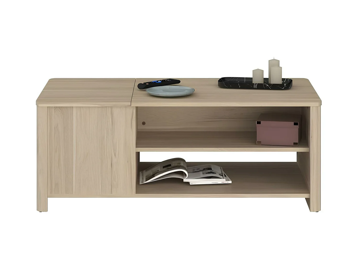 Rechteckiger Couchtisch BETTY Papierbeschichtete Spanplatte Eiche Klassisch 110 x 42 x 60 cm