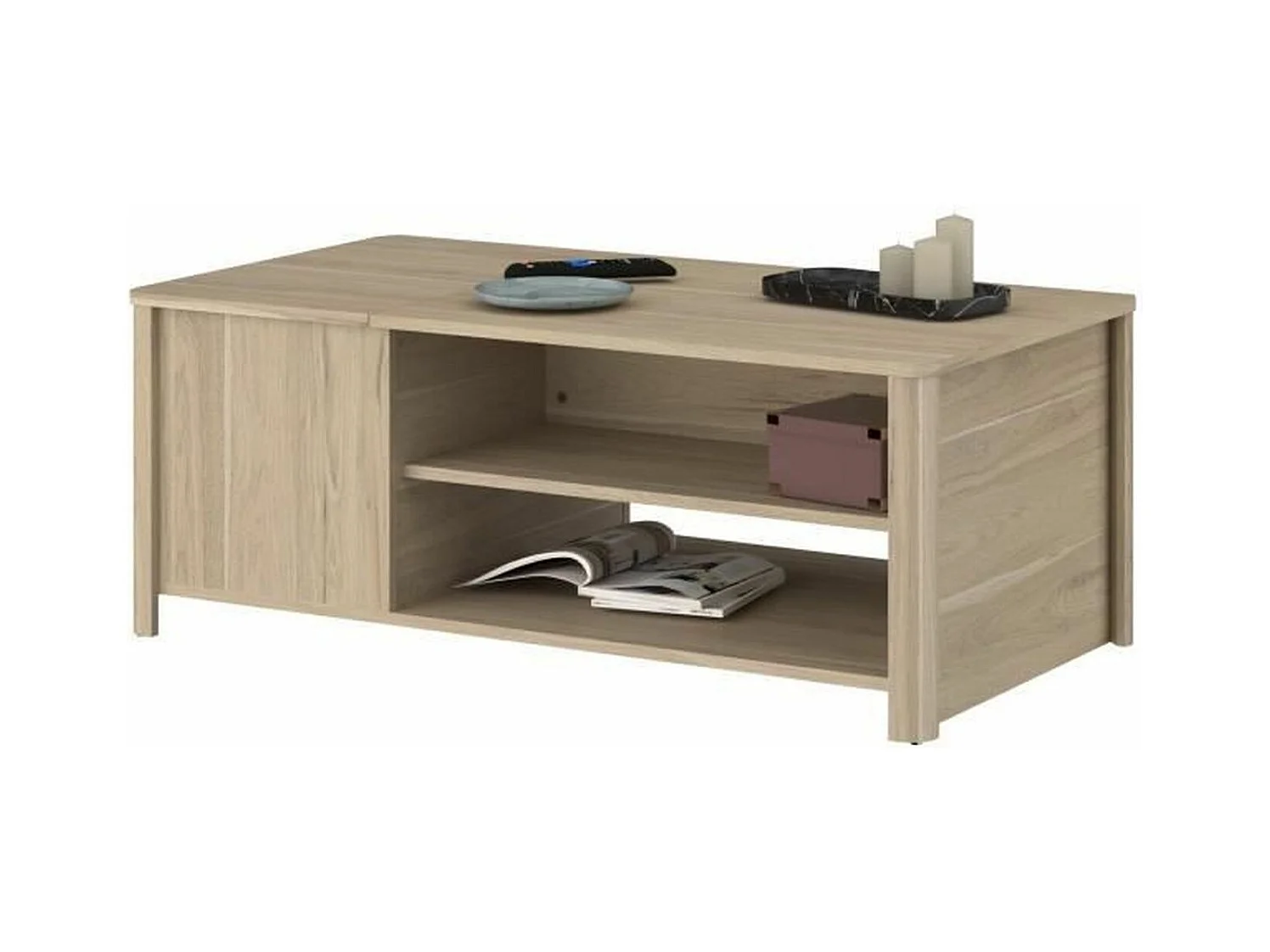 Rechteckiger Couchtisch BETTY Papierbeschichtete Spanplatte Eiche Klassisch 110 x 42 x 60 cm