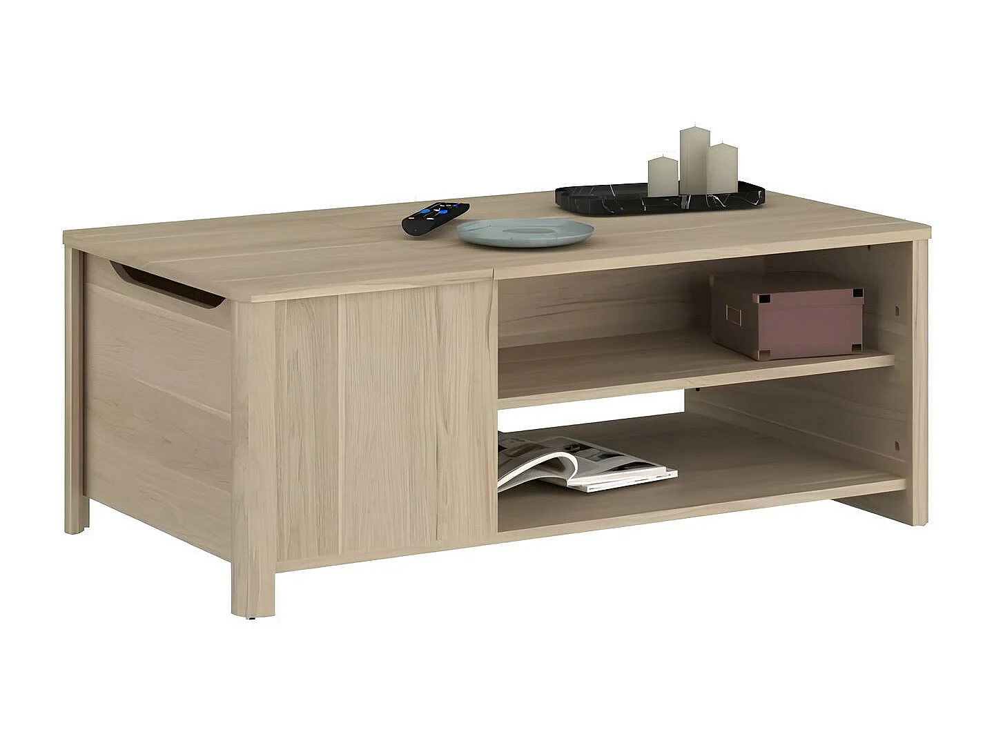 Table basse rectangulaire décor chêne L 110 x H 42 x P 60 cm, Betty