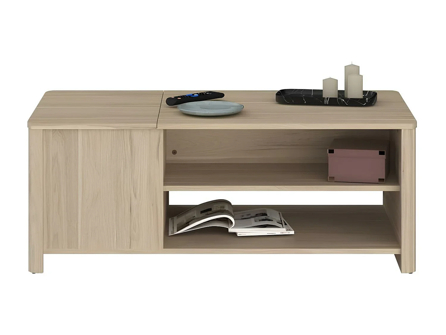 Table basse rectangulaire décor chêne L 110 x H 42 x P 60 cm, Betty