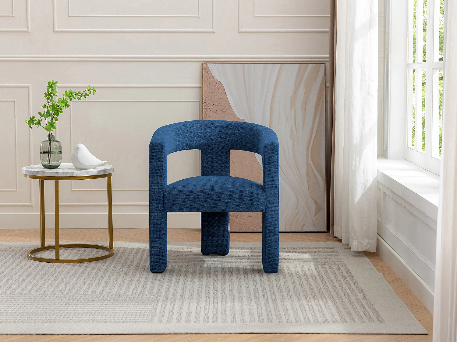 Blå texturerad tygfåtölj FAVINA