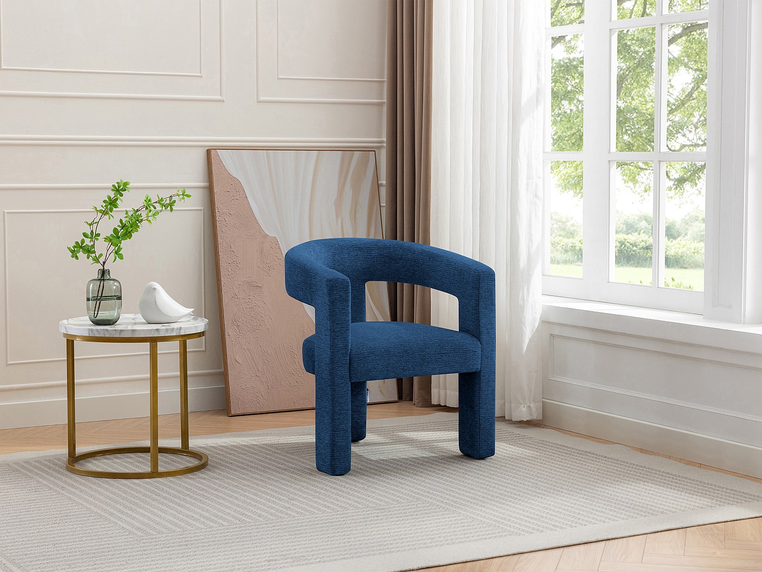 Vente-unique Sessel - Strukturstoff - Blau - Favina