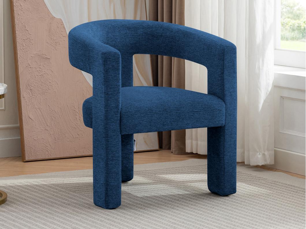 Fauteuil in blauwe textuurstof FAVINA