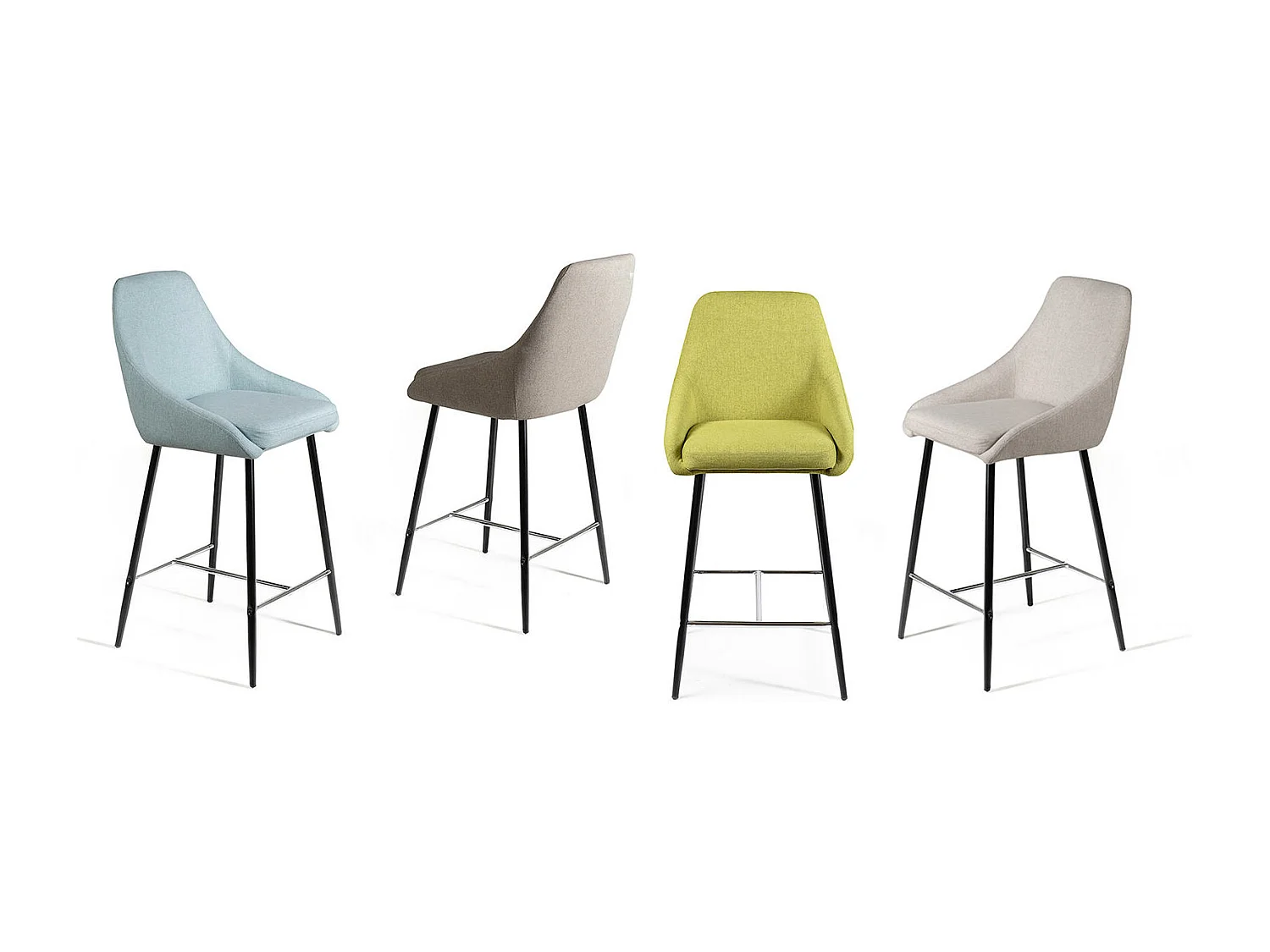 Ray - Sgabello in tessuto verde - Set da 1 pz