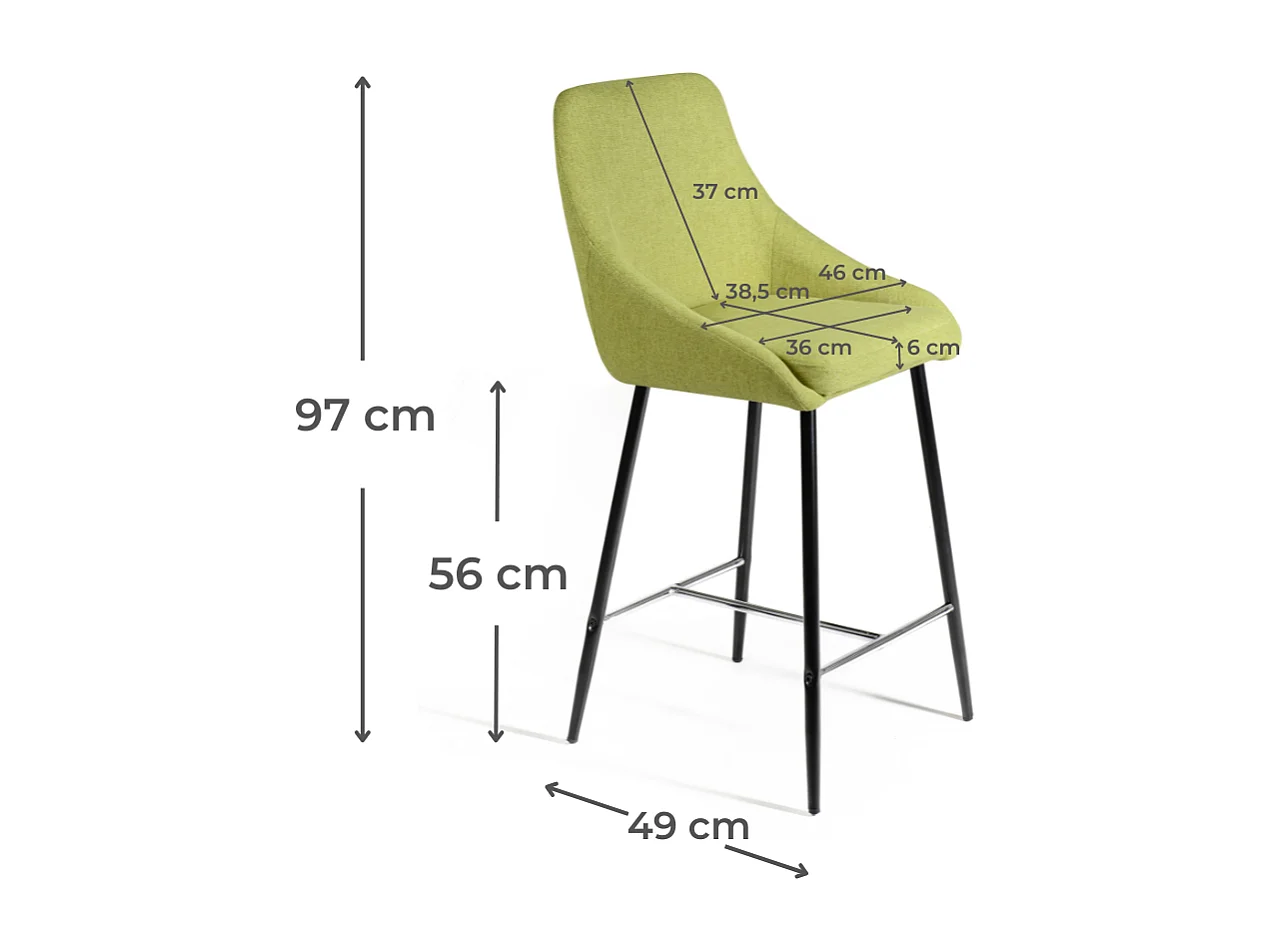 Ray - Groene stoffen kruk - Set van 1 st
