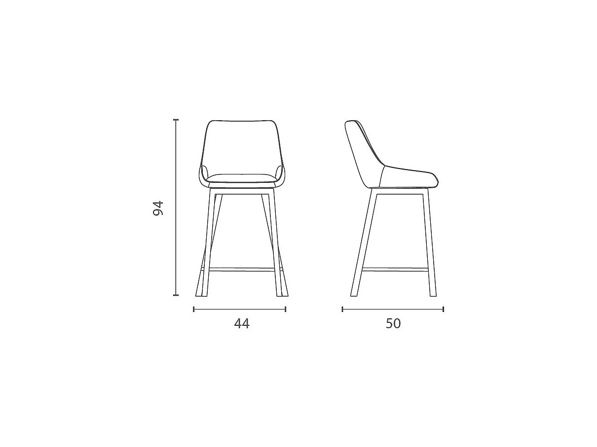 Fox - Sgabello in tessuto nero - Set da 2 pz