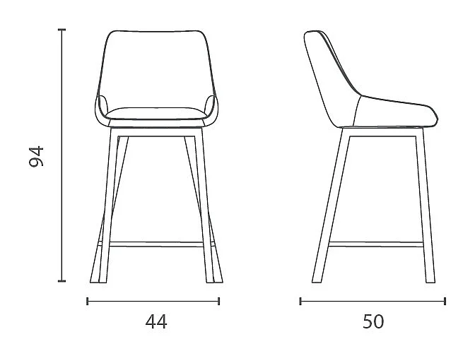 Fox Tabouret en tissu noir Lot de 2 pcs