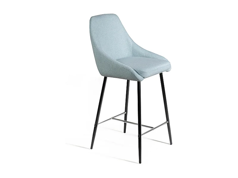 Ray - Blauwe stoffen kruk - Set van 1 st