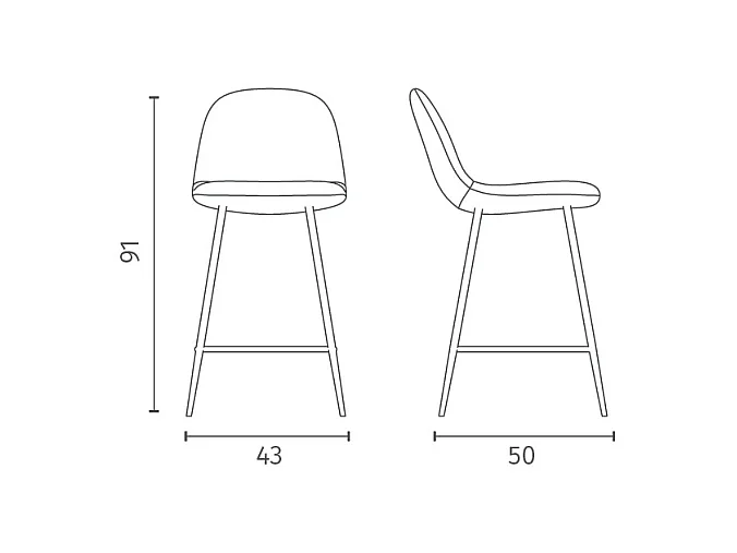 Brigitte - Brauner Kunstlederhocker - 2er-Set