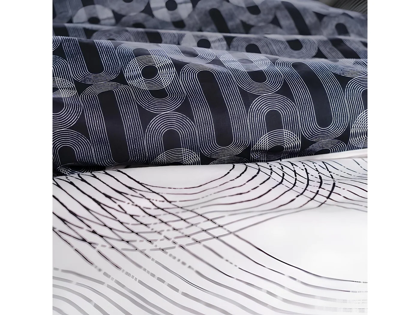 Copripiumino stampato + 2 fodere quadrante, qualità 100% cotone M / Concentrico 220x240cm