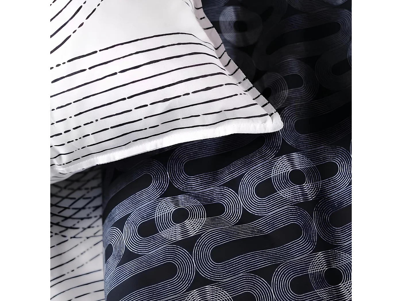 Copripiumino stampato + 2 fodere quadrante, qualità 100% cotone M / Concentrico 220x240cm