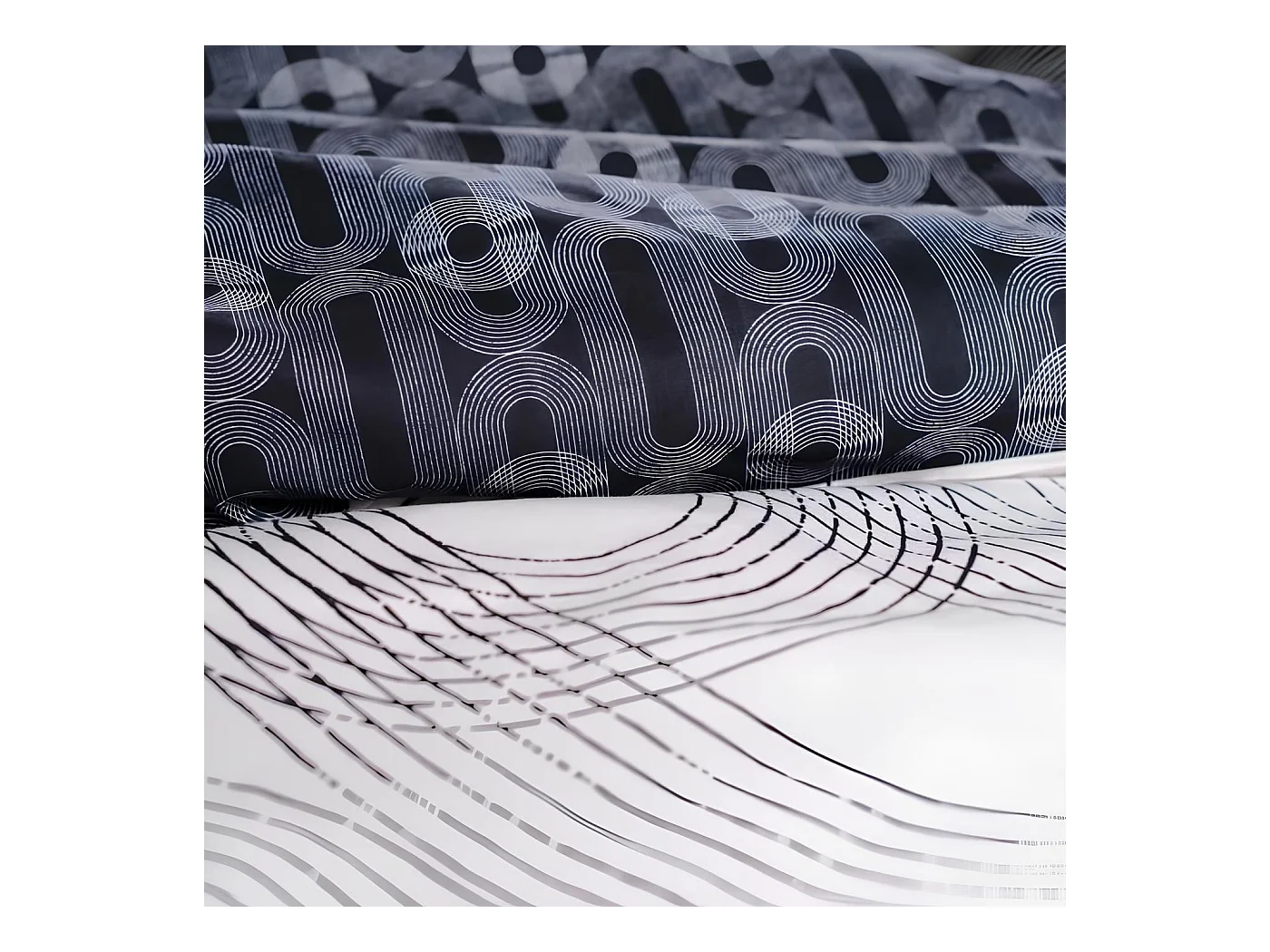 Bedrukt dekbedovertrek + 2 kwadrantovertrekken, kwaliteit 100% katoen M/Concéntrico 220x240cm