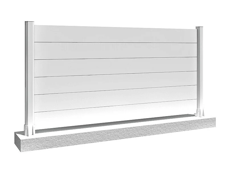 Recinzione pannelli pieni 6 doghe L 1911 x H 965 mm - Bianco brillante RAL9010