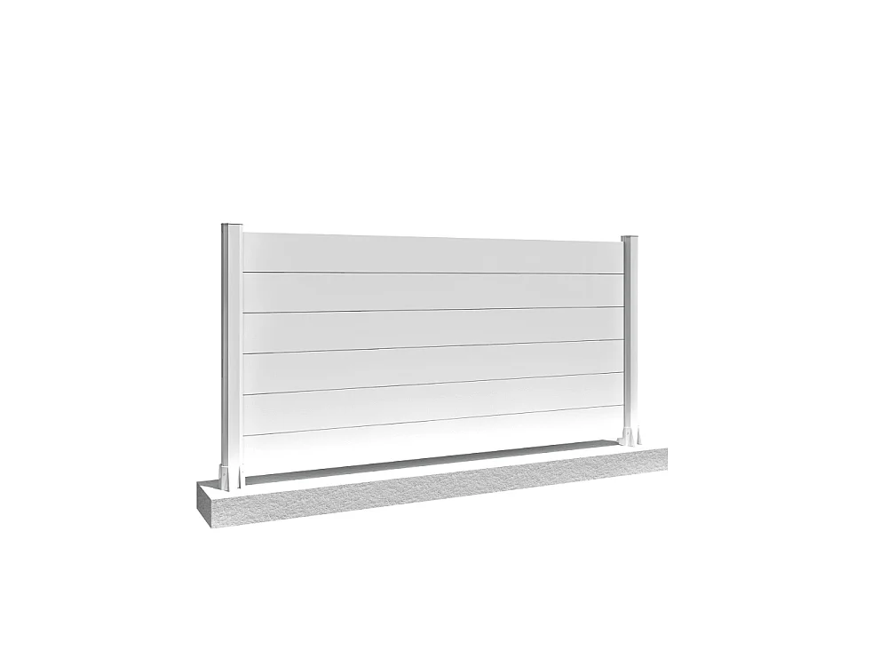 Recinzione pannelli pieni 6 doghe L 1911 x H 965 mm - Bianco brillante RAL9010