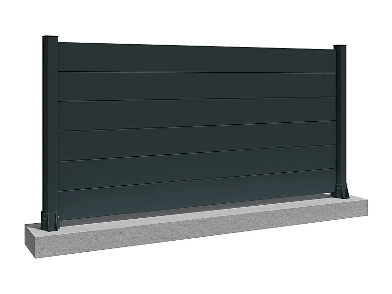Clôture ranch panneau plein 7 lames L 1911 x H 1115 mm - Gris anthracite RAL7016ST