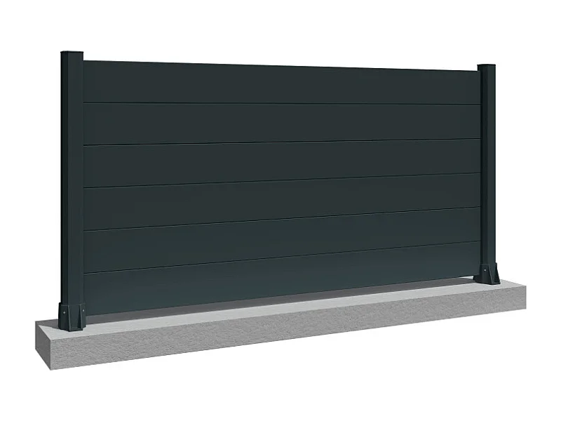 Clôture ranch panneau plein 6 lames L 1911 x H 965 mm - Gris anthracite RAL7016ST