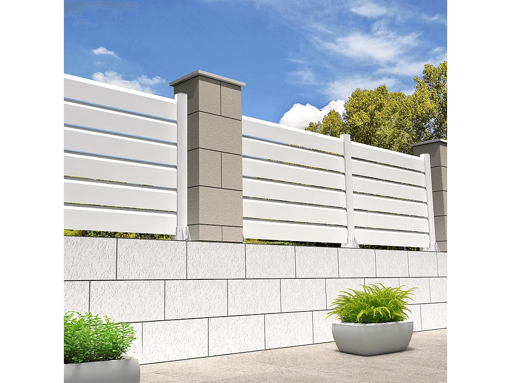 Recinzione privacy 7 doghe L 1911 x H 1022 mm - Bianco brillante RAL9010