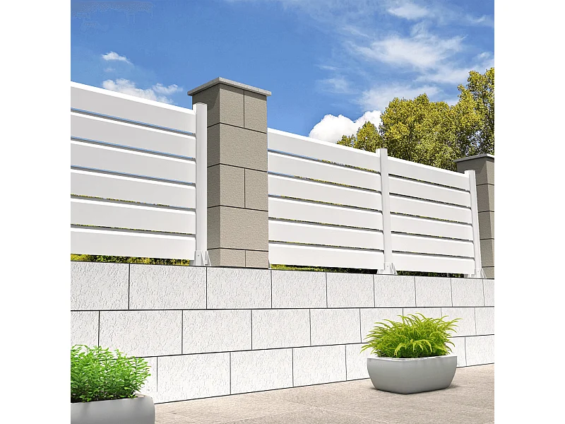 Recinzione privacy 7 doghe L 1911 x H 1022 mm - Bianco brillante RAL9010