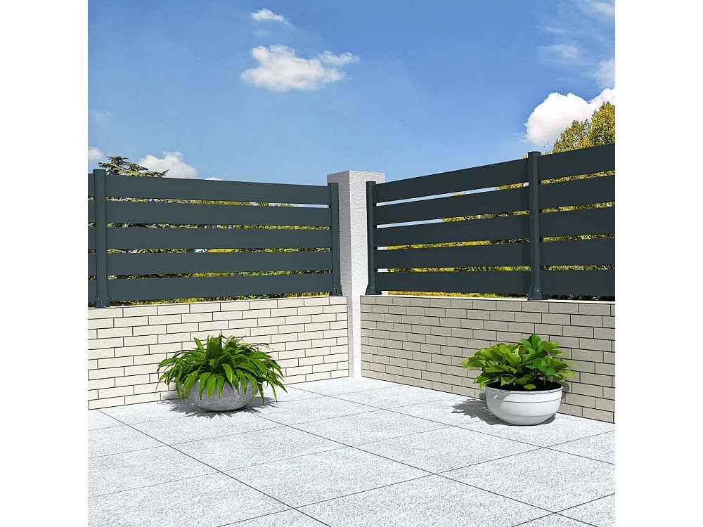 Recinzione pannelli traforati 6 doghe L 1911 x H 1090 mm - Grigio antracite RAL7016ST