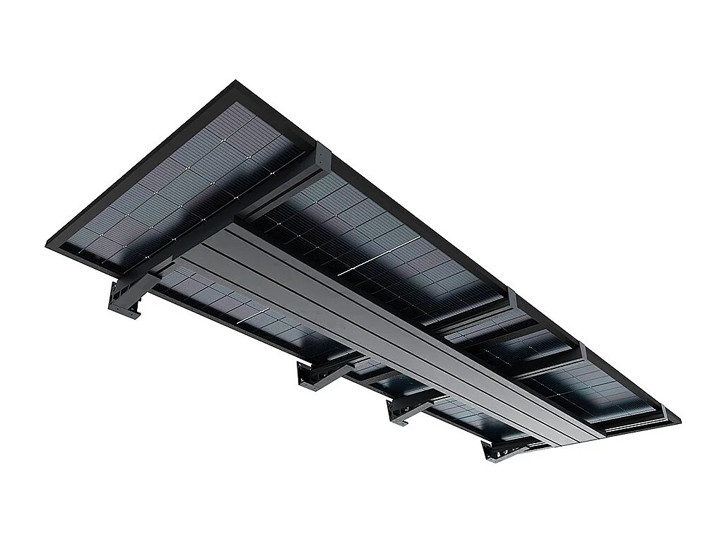 Auvent solaire photovoltaïque TOPAZE indépendant 2 panneaux (Gris anthracite RAL 7016)