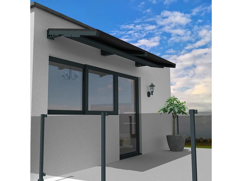 Auvent solaire photovoltaïque TOPAZE indépendant 2 panneaux (Gris anthracite RAL 7016)