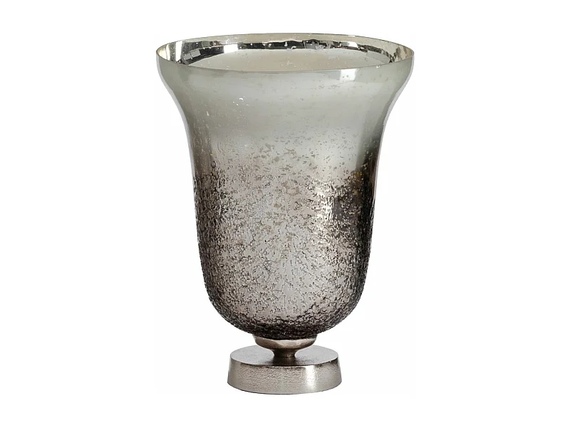 Vase Argenté Aluminium Verre 25 x 25 x 33 cm
