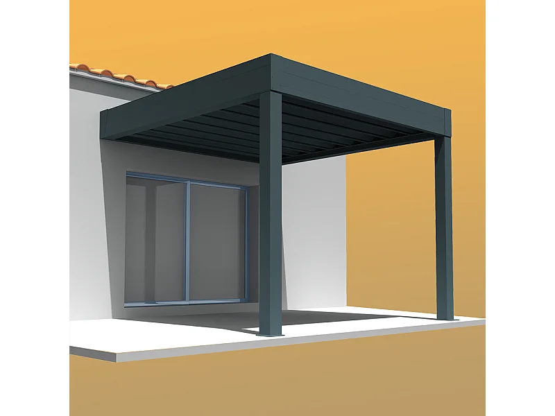 Pergola rétractable HYLIA 5,00x5,213 m Motorisé à Télécommande - Gris