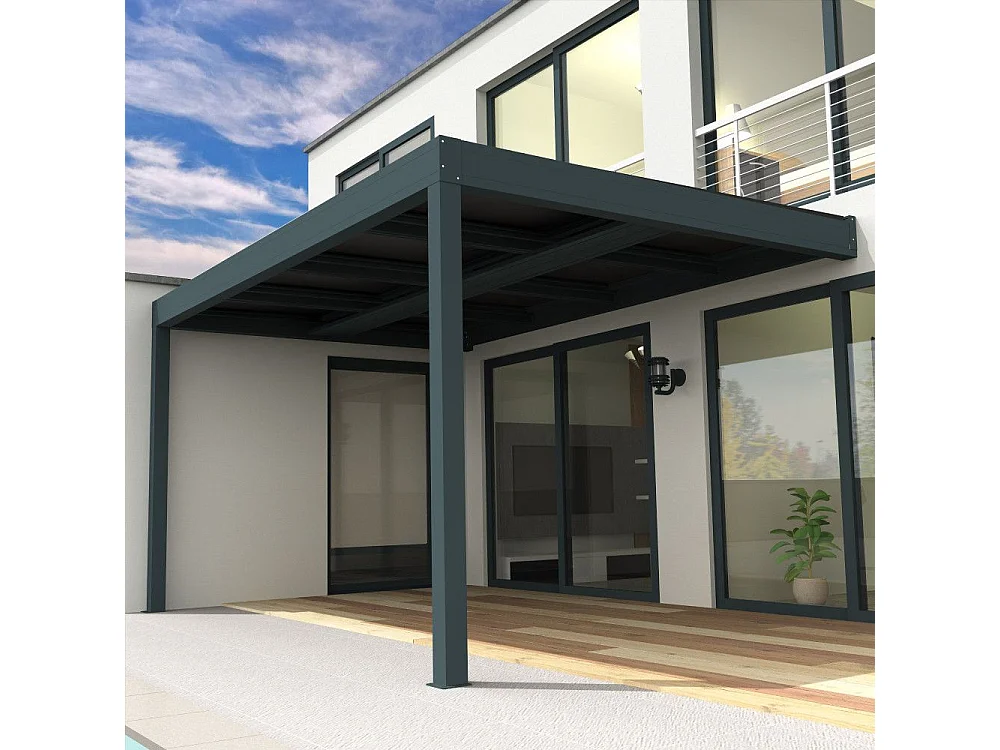 Pérgola tettoia fotovoltaica HELIOLITE 5,788x3,999m 10 pannelli (Grigio antracite RAL 7016)