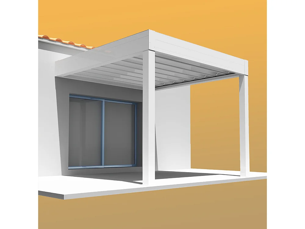 Pergola rétractable HYLIA 5,00x5,213 m Motorisé à Télécommande - Blanc