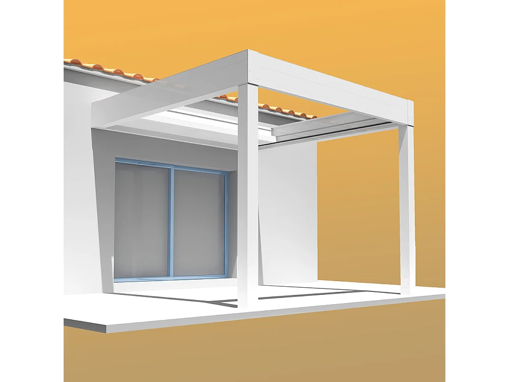 Pergola retrattile HYLIA 5,00x5,213 m Motorizzato a Telecomando - Bianco