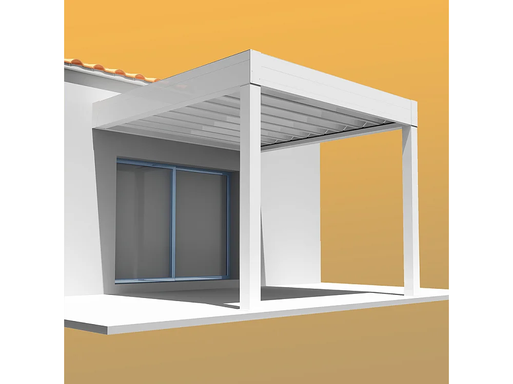 Pergola retrattile HYLIA 5,00x5,213 m Motorizzato a Telecomando - Bianco