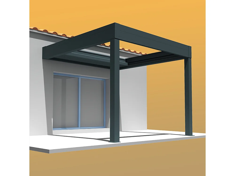 Pergola rétractable HYLIA 4,50x4,109 m Motorisé à Télécommande - Gris