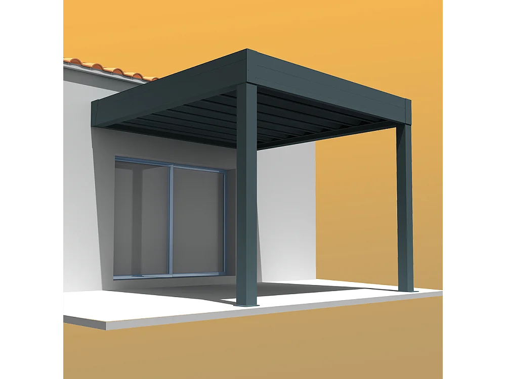 Pergola retrattile HYLIA 4,50x4,109 m Motorizzato a Telecomando - Grigio